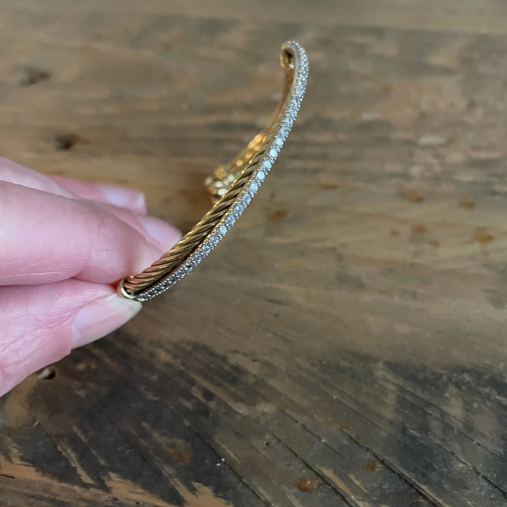David Yurman 18k Gold Diamond Crossover Br…